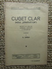 Revista - Cuget Clar - Noul Semanator - condusa de N. Iorga - ANUL II NR. 46 26 MAI 1938