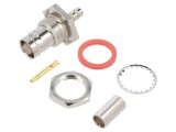 Soclu BNC Mamă 50&Omega; Crimpat Aurit PTFE