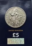 5 pounds 2017 Marea Britanie, 5th Portrait; Lion of England, Brilliant unc, Coincard