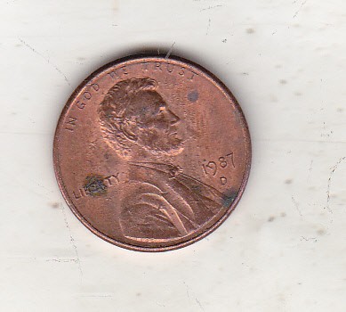 bnk mnd SUA 1 cent 1987 D foto