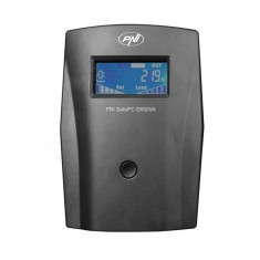 UPS PNI SafePC E650VA, putere 390W, 1.8A, iesire 2 x 230V, ecran LCD acumulator 7.2A inclus, Capacitate: 12V/7Ah, Timp backup: 8 minute (utilizare la foto