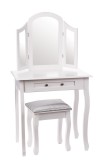 Cumpara ieftin Masuta toatela cu taburet mdf alb 75 x 48 x 138 cm