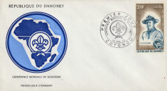 Benin (Dahomey),1973, FDC ,Cercetasi-Conferinta Mondiala a Cercetasilor,val.20f foto