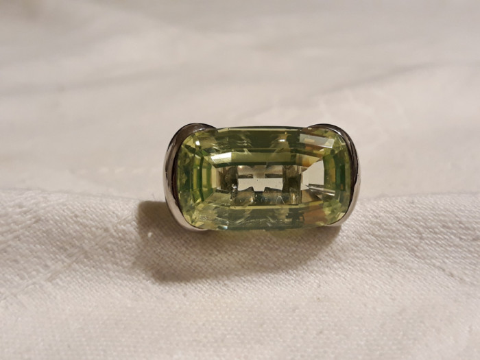 argint SWAROVSKI DANIEL PARIS INEL OPULENT cu cristal VERDE fatetat SPLENDID