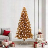 VidaXL Brad de Crăciun cu 300 LED cu suport Auriu 210 cm PET 3396636