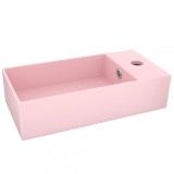 Cumpara ieftin Chiuveta de baie cu preaplin, roz mat, ceramica