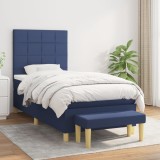VidaXL Pat box spring cu saltea, albastru, 90x200 cm, textil