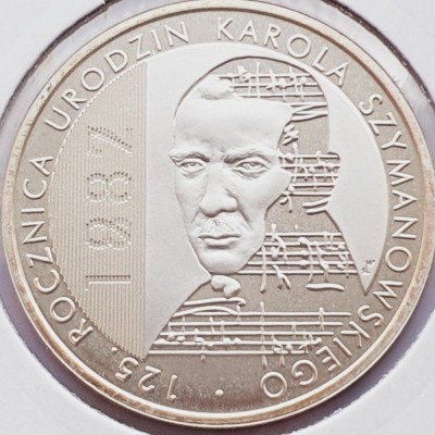 622 Polonia 10 zlote 2007 Karol Szymanowski km 600 UNC argint foto