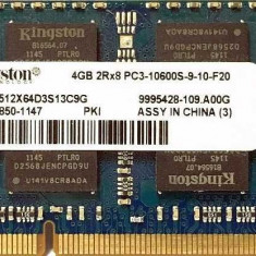 Memorie Laptop Kingston 4GB DDR3 PC3 10600S 1333Mhz CL9 ACR512X64D3S13