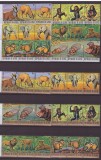 164-GUINEEA=Animale africane-Serie de 36 timbre nestampilate in 6 streifuri