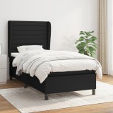 Gossi pat box spring cu saltea, negru, 90x200 cm, textil