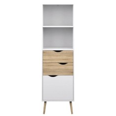 Biblioteca pal natur stejar sonoma alb Oslo 50.1x39.1x170.6 cm