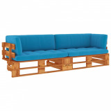 Canapea din paleti 2 locuri cu perne maro miere lemn pin tratat GartenMobel Dekor, vidaXL