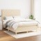 vidaXL Pat continental cu saltea, crem, 140x200 cm, material textil 3142582