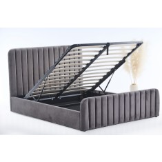 Pat Melinda 160x200 Lada de Depozitare Tapitat Catifea Gri (cod: ML-2202A)