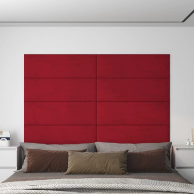 vidaXL Panouri de perete 12 buc. roșu vin 90x30 cm catifea 3,24 m&amp;sup2; foto