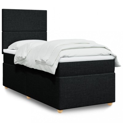 vidaXL Pat box spring cu saltea, negru, 100x200 cm, textil 3291186 foto