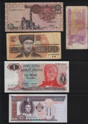 Set 5 bancnote de prin lume adunate (cele din imagini) #17 foto