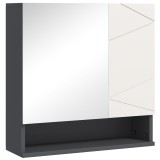 Dulap de Baie cu Oglinda, Dulap de Depozitare pentru Baie Montat pe Perete cu Rafturi Reglabil, Gri Deschis 55x17x55cm Kleankin | Aosom Romania