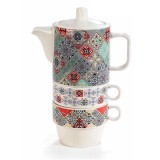 Cumpara ieftin Set ceainic, 2 cesti portelan multicolor 14x8x20 cm, 320 ml, 190 ml