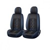 Huse auto premium 5 locuri Carguard Deluxe piele ecologica perforata si textil - negru - albastru &icirc;nchis Best CarHome