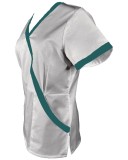 Halat Medical Pe Stil, alb cu Elastan și cu Garnitură turcoaz inchis, Model Marinela - 4XL