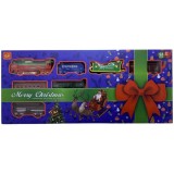 Trenulet Electric de Craciun cu Sina, Locomotiva si Vagoane, 23 Piese, Circuit 104cm, Jucarie pentru Copii