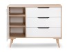 Comoda infasat copii Klups Sofie Alb-Natur, 3 sertare, usa, 120x94.5x45cm, spatioasa, moderna, calitate UE