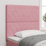 vidaXL Tăblia de pat cu m&acirc;nere cristalizate, roz, 100 cm, din catifea