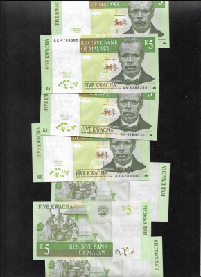 Malawi 5 kwacha 1997 aunc/unc pret pe bucata foto