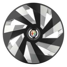 Set 4 Capace Roti, potrivite jantelor de R15, pentru Alfa Romeo, model vector black and silver