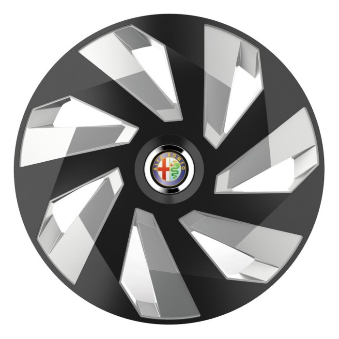Set 4 Capace Roti, potrivite jantelor de R15, pentru Alfa Romeo, model vector black and silver