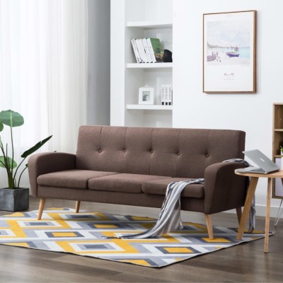 vidaXL Canapea de 3 persoane, material textil, maro 246991 foto