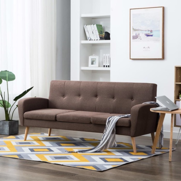 vidaXL Canapea de 3 persoane, material textil, maro 246991