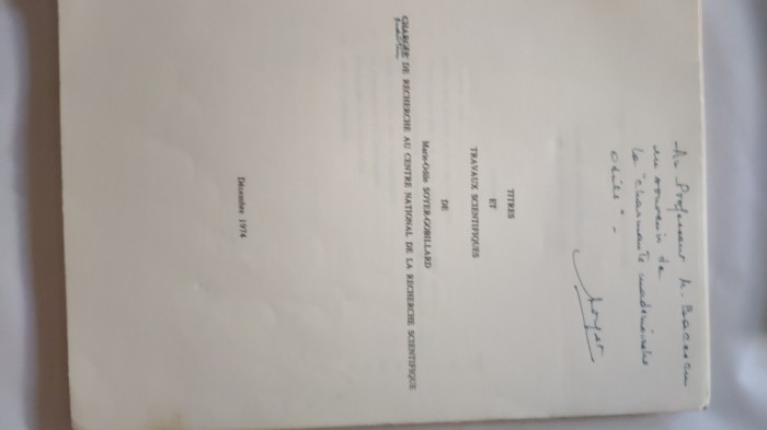 TITRES ET TRAVAUX SCIENTIFIQUES .MARIE- ODILE SOYER- GOBILLARD CU DEDICATIE SI SEMNATURA-1974 X3.