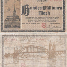 1923 (15 Septembrie), 100.000.000 Mark (Keller 389c.1.1) - (Rheinland, Germania)