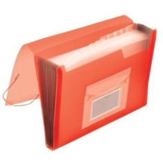 Mapa din Plastic Q-CONNECT cu 6 Compartimente, 330x240x30 mm, Elastic pe Colturi si Index, Model Rosu Transparent, Mape cu Compartimente, Mape cu Inde foto