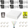 Kit supraveghere IP Hikvision 6 camere 2MP IR 30m PoE Lentila 2.8mm, NVR 8 canale 6MP PoE, accesorii montaj, HDD 1TB + Autocolant Rovision SafetyGuard