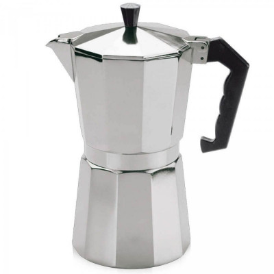 Espressor Aluminiu pentru 9 Cesti, Aringtiu/Negru, Espressor Aluminiu, Cafetiera Aluminiu, Espresor 9 Cafele, Espressor 9 Portii, Cafetiera Espressor, foto