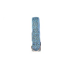 Zgarda LED pentru caini si pisici, model leopard, 40 cm, marimea M, albastru
