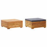 vidaXL Set masă de grădină&amp;suport picioare cu pernă, lemn masiv acacia 316084