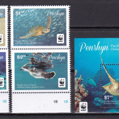 Penrhyn 2014 fauna marina testoase WWF MI 757-60 + bl.111 MNH w62