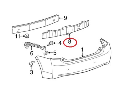 Absorbant bara, tampon Toyota Prius (Xw30), 05.2009-01.2016, Spate, Aftermarket foto
