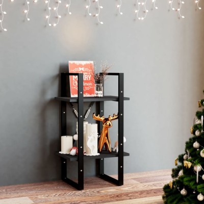 vidaXL Bibliotecă cu 2 rafturi, negru, 40x30x70 cm, lemn masiv de pin 806416 foto