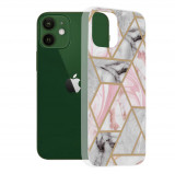 Husa pentru iPhone 12 / 12 Pro, Techsuit Marble Series, Pink Hex