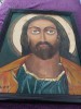 Icoana vintage rama lemn veche Domnul noustru ISUS,PIctatura pe lemn/placaj