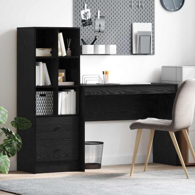 Birou cu spațiu de depozitare cu sertar 2 pcs Stejar negru foto