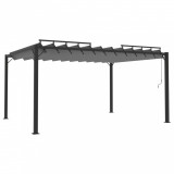 Cumpara ieftin Pavilion cu acoperis jaluzea antracit 3x4 m tesatura&amp;aluminiu