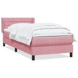 Cumpara ieftin Pat box spring cu saltea, roz, 80x220 cm, catifea