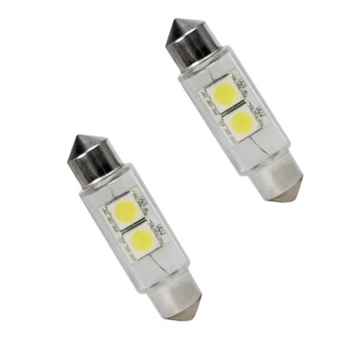 Set 2 becuri auto Vecta cu 2 leduri SMD 12V T11x39mm P29T alb sofit Festoon 5050SMD AutoDrive ProParts foto